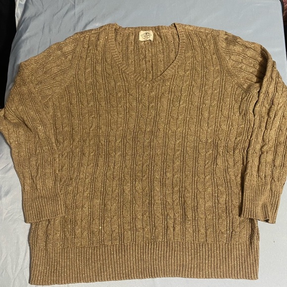 St. John's Bay Cozy Brown V-Neck Sweater - Picture 1 of 12